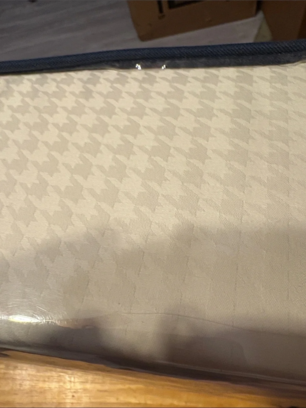 Chaps Home White Sheet Set with Navy Double Stripe
